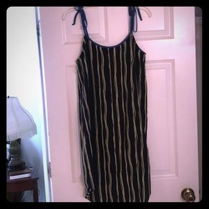 High-Low Stripped Dress with Bow Straps Size L